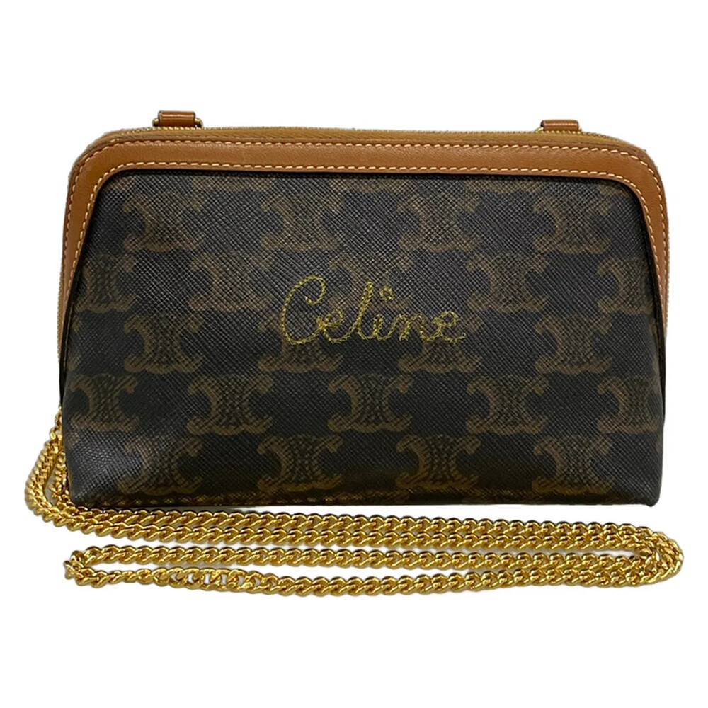 Celine Chain Clutch Tan (Dark Brown) #355069C10B